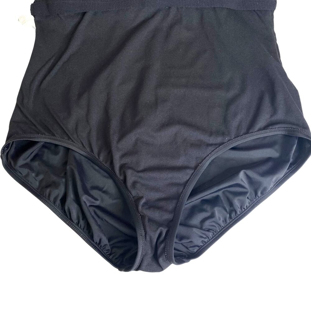 Time and Tru One Piece Swimsuit Black Ruffle Strap V Neck Size 2X 20W-22W Retro - Picture 12 of 16
